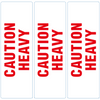 CAUTION HEAVY label design in red